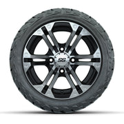 GTW Specter Black/Machined 12 in Wheels with 215/40-R12 Maverick Low-Profile All-Terrain Tires – Full Set