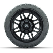 GTW® Stealth Black/Machined 12 in Wheels with 205/30-12 Fusion Street Tires – Full Set