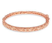 Nugget Bangle Solid White/Yellow/Rose Gold Handmade Bracelet , 5mm, 6.5-10 Inch
