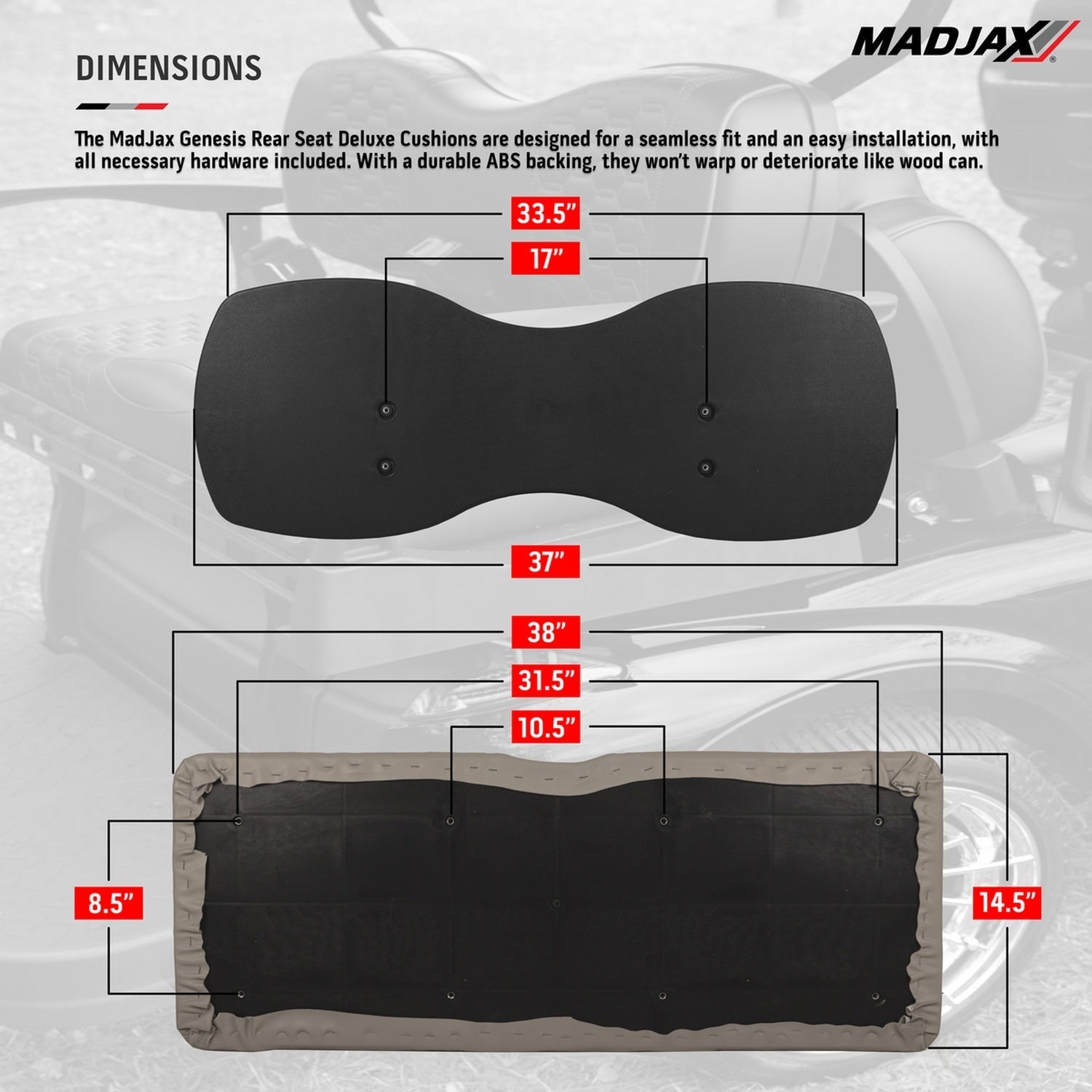 Club Car Precedent MadJax® Genesis 250 Rear Seat with Deluxe White Seat Cushions (Years 2004-Up)