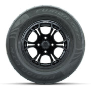 GTW® Spyder Matte Black 12 in Wheels with 255/55-R12 Fusion GTR Steel Belt Radial Street Tires – Full Set