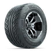 GTW® Storm Trooper Black/Machined 12 in Wheels with 255/55-R12 Fusion GTR Steel Belt Radial Street Tires – Full Set
