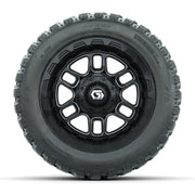GTW® Titan Black/Machined 12 in Wheels with 20X10-12 Nomad Steel Belt Radial All-Terrain Tires – Full Set