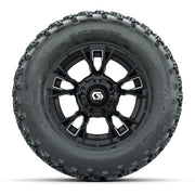 GTW® Vandal Matte Black/Machined 12 in Wheels with 23X10.00-12 Rogue All-Terrain Tires – Full Set