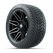 GTW® Stealth Black/Machined 12 in Wheels with 215/35-12 Mamba Street Tires – Full Set