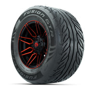 GTW® Stealth Red/Machined 12 in Wheels with 255/55-R12 Fusion GTR Steel Belt Radial Street Tires – Full Set