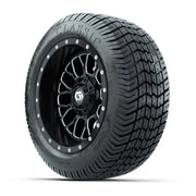 GTW® Helix Black/Machined 12 in Wheels with 215/40-12 Excel Classic Street Tires – Full Set