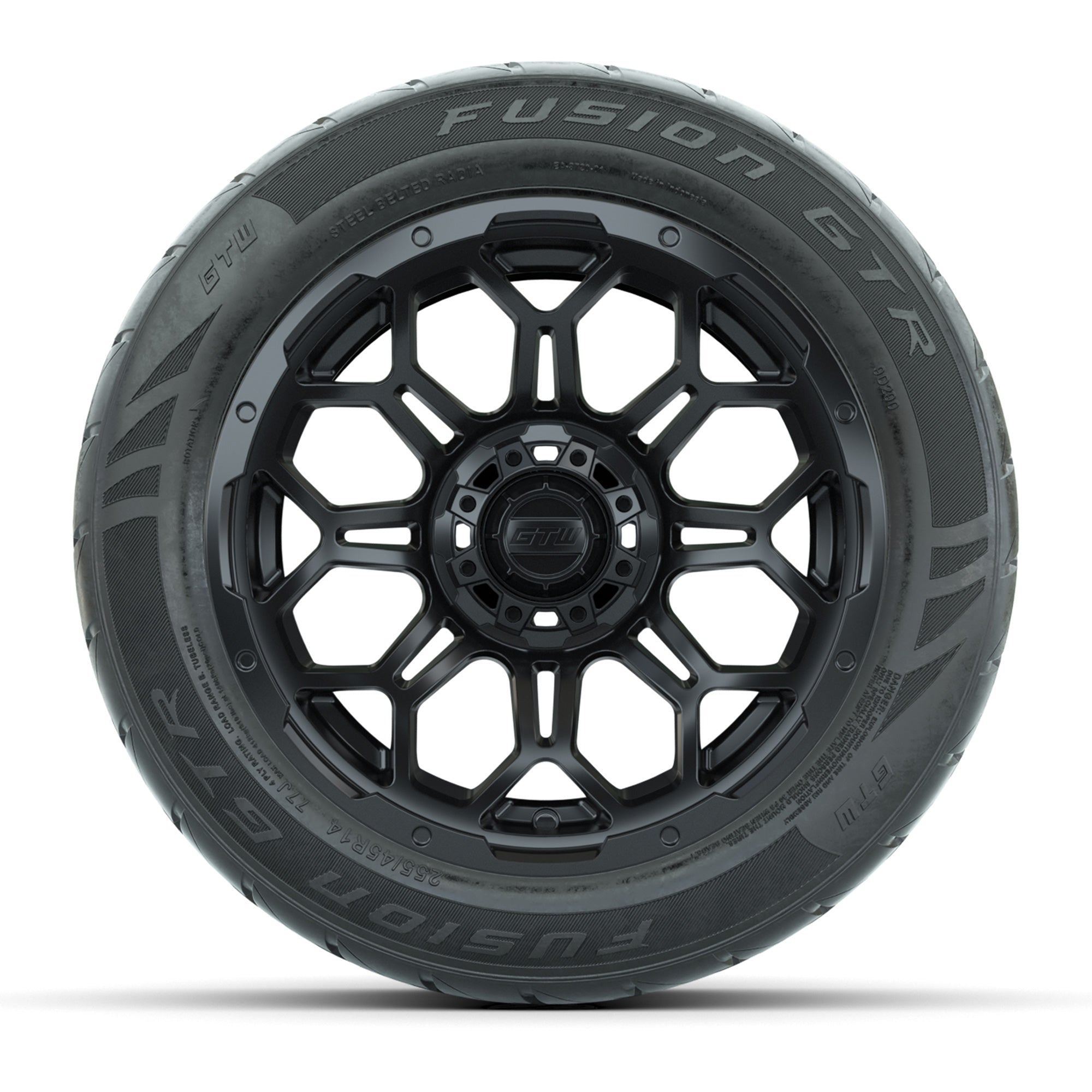 Set of (4) 14 in GTW Bravo Wheels with 255/45-R14 Fusion GTR - 3/4 view