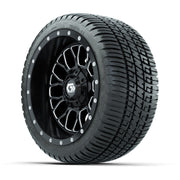 GTW® Helix Black/Machined 12 in Wheels with 205/30-12 Fusion Street Tires – Full Set
