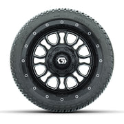 GTW® Volt Black/Machined 12 in Wheels with 205/30-12 Fusion Street Tires – Full Set