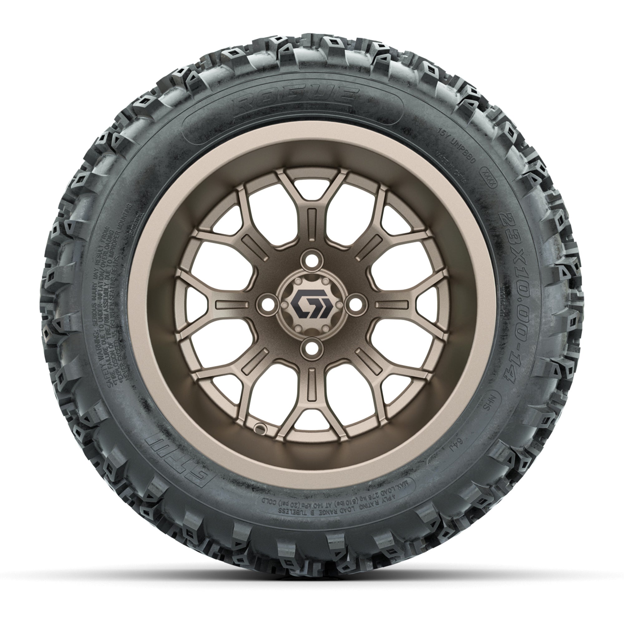 GTW Assault Matte Bronze 14 in Wheels with 23X10-R14 Rogue All-Terrain Tires – Full Set