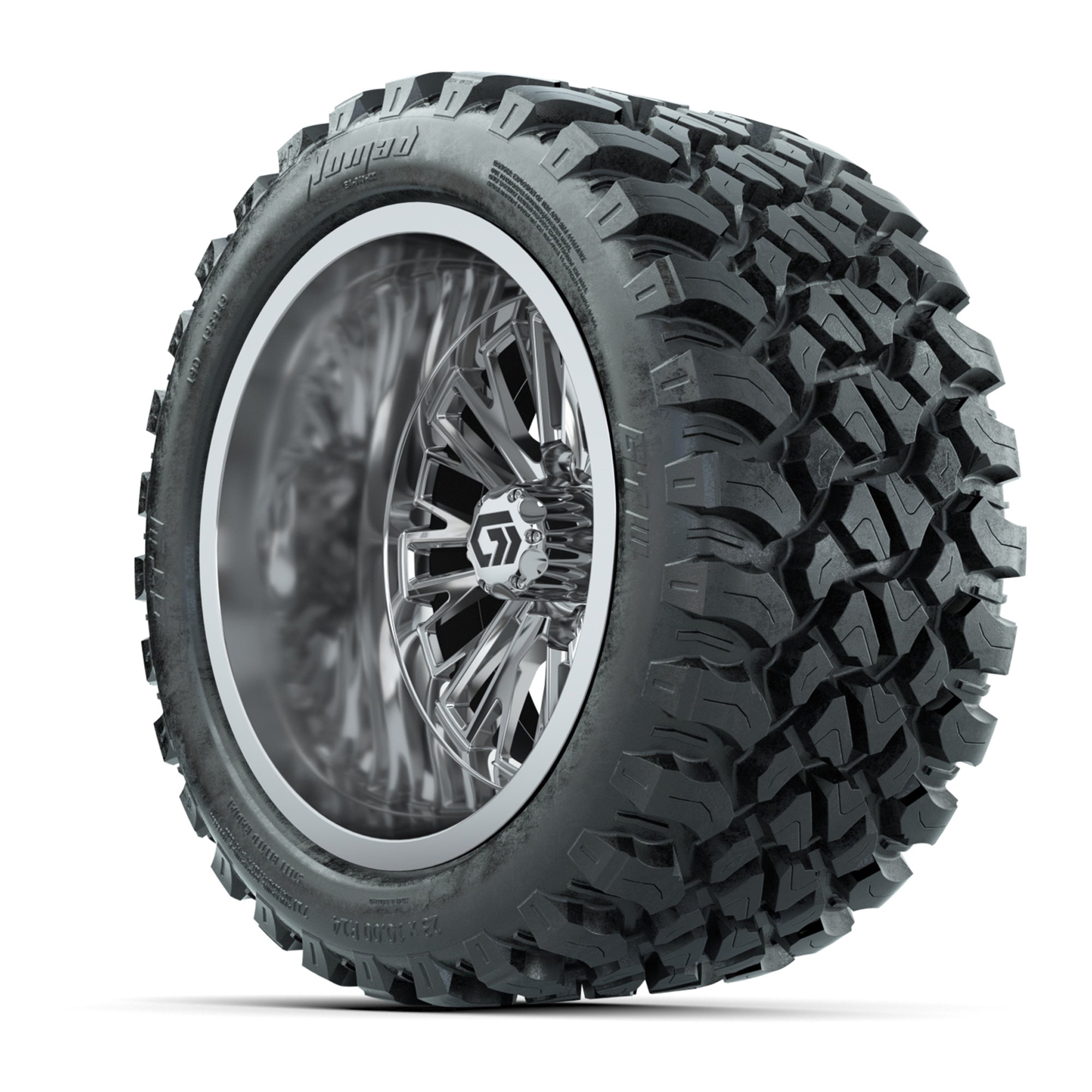 GTW Viper Chrome 14 in Wheels with 23X10-R14 Nomad Steel Belt Radial All-Terrain Tires – Full Set