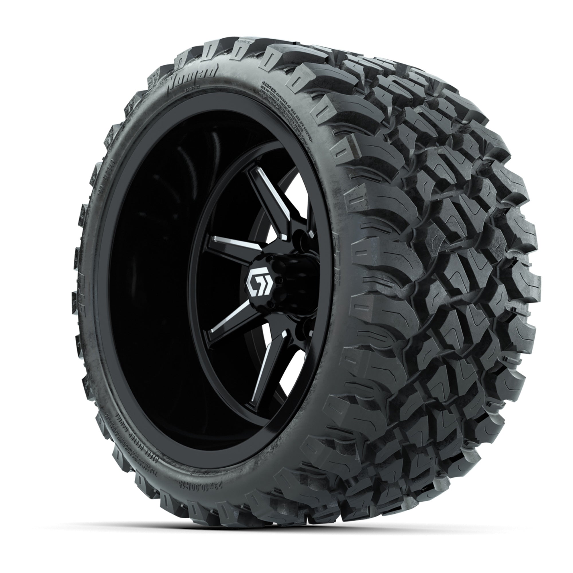 GTW Reaper Black/Machined 15 in Wheels with 23X10-R15 Nomad Steel Belted Radial All-Terrain Tires – Full Set
