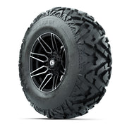 GTW® Stealth Black/Machined 12 in Wheels with 25X10-12 Barrage Mud Tires – Full Set