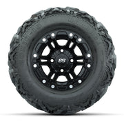Set of (4) GTW® 10 inch Specter Matte Black Wheels on Barrage Mud Tires