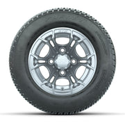 GTW Spyder Silver Brush 10 in Wheels with 205/50-10 Fusion Street Tires – Full Set