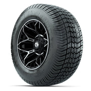 GTW® Stellar Black/Machined 12 in Wheels with 255/50-12 Excel Classic Street Tires – Full Set