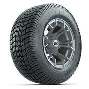GTW® Spyder Silver Brush 12 in Wheels with 255/50-12 Excel Classic Street Tires – Full Set