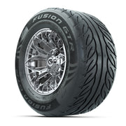GTW® Stellar Chrome 12 in Wheels with 255/55-R12 Fusion GTR Steel Belt Radial Street Tires – Full Set