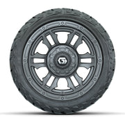 GTW Shogun Gloss Gunmetal 12 in Wheels with 215/40-R12 Maverick Low-Profile All-Terrain Tires – Full Set