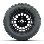 GTW® Boost Gloss Black 12 in Wheels with 20X10-12 Nomad Steel Belt Radial All-Terrain Tires – Full Set