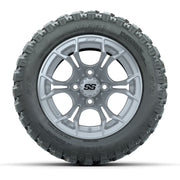 GTW® Spyder Silver Brush 12 in Wheels with 22X11-R12 Nomad Steel Belt Radial All-Terrain Tires – Full Set