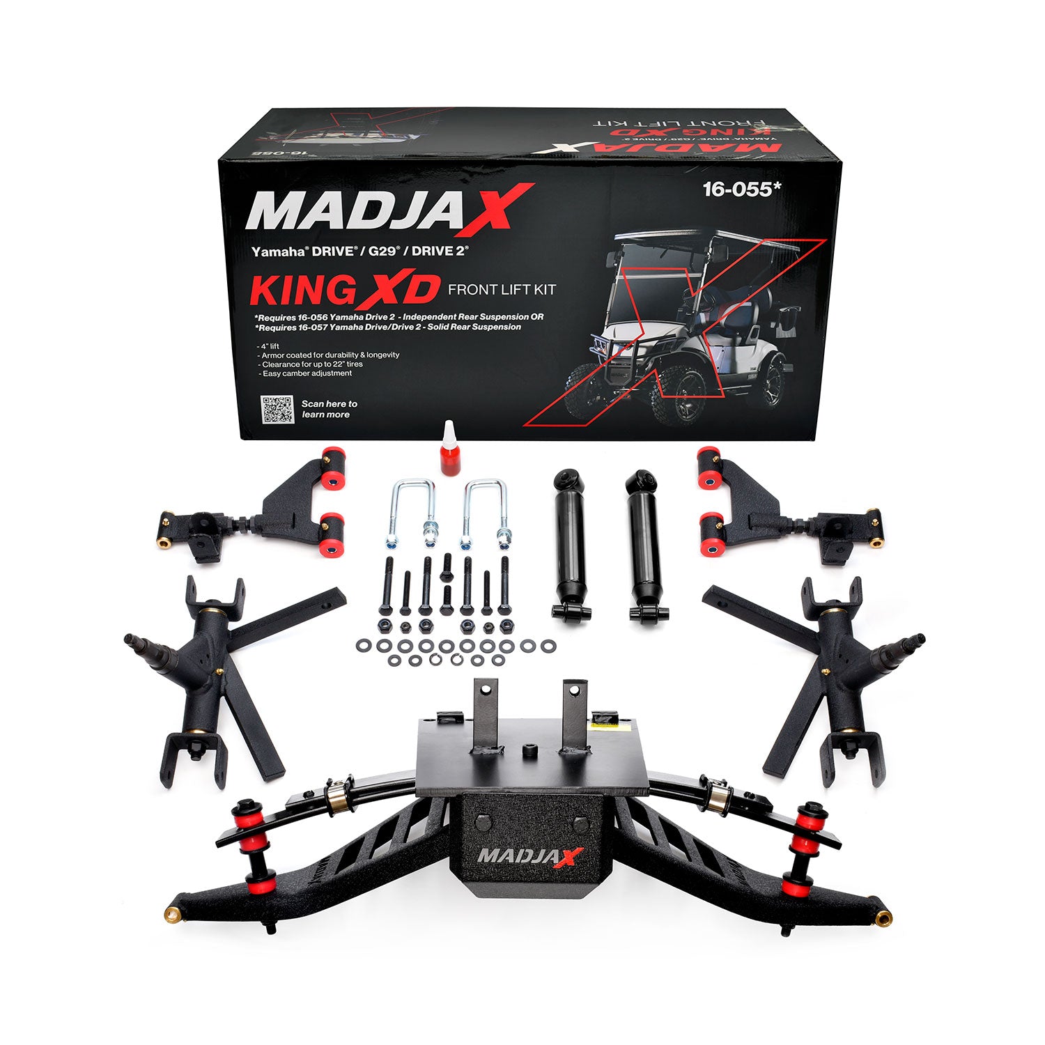 4" MadJax King XD Lift Kit for Yamaha G29/Drive & Drive2 with Solid/Fixed Rear Axle