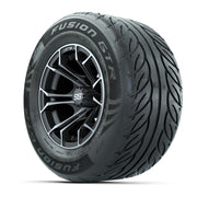 GTW® Spyder Matte Gray/Machined 12 in Wheels with 255/55-R12 Fusion GTR Steel Belt Radial Street Tires – Full Set
