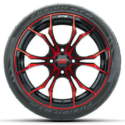 GTW 15 inch Spyder red and black wheels with Fusion street tires - Set of Four