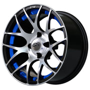 Pursuit 14 inch GTW golf cart wheel - Silver / Blue