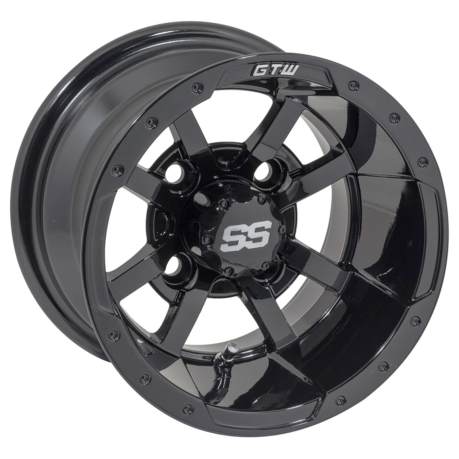 Storm Trooper 10 inch GTW golf cart wheel - Glossy Black