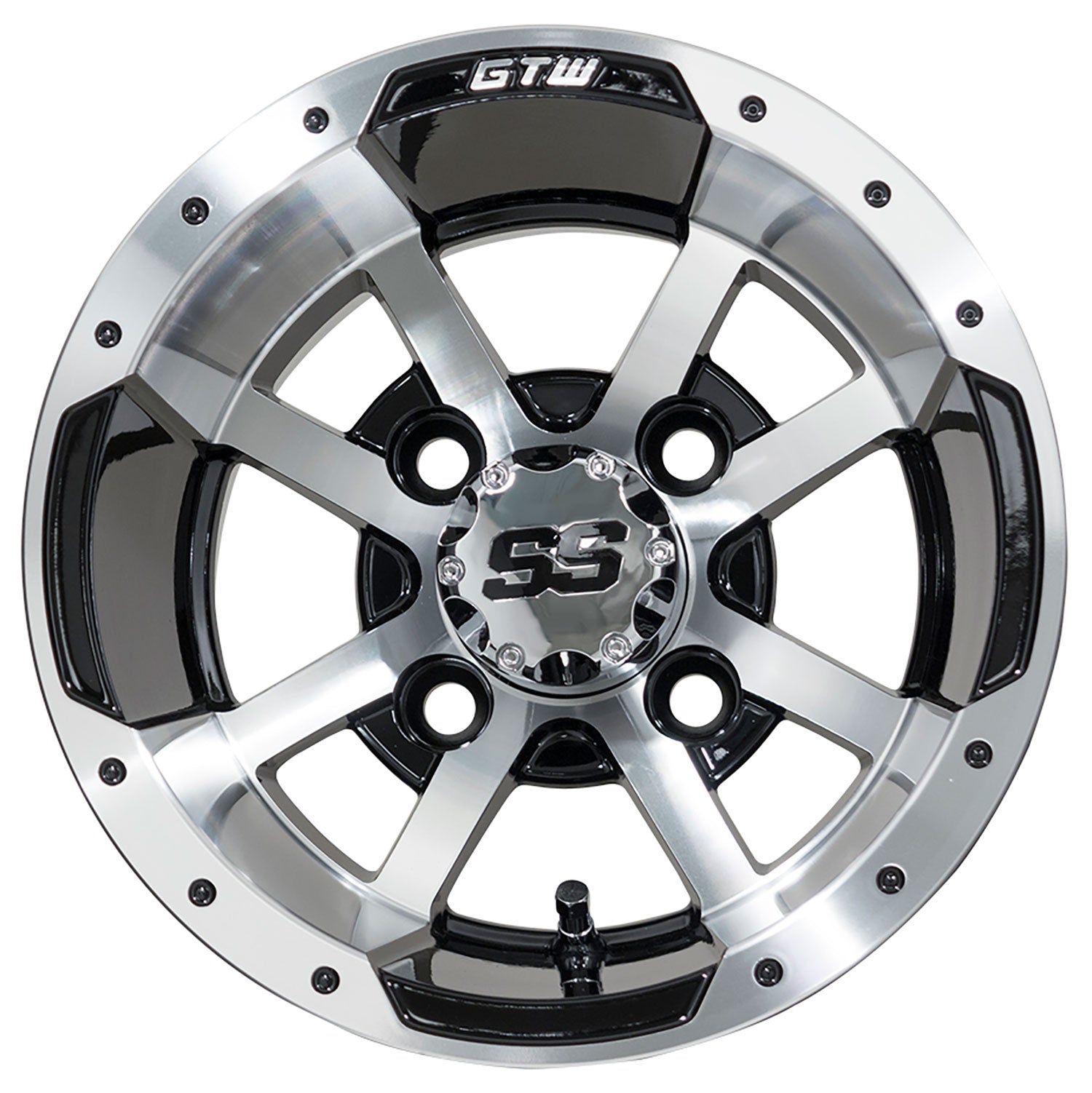 Storm Trooper 10 inch GTW golf cart wheel - Black / Silver