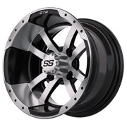Storm Trooper 12 inch GTW golf cart wheel - Black / Silver