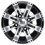 Tempest 10 inch GTW golf cart wheel - Black / Silver