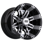 Tempest 10 inch GTW golf cart wheel - Black / Silver