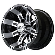 Tempest 10 inch GTW golf cart wheel - Black / Silver