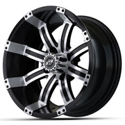 Tempest 12 inch GTW golf cart wheel - Black / Silver