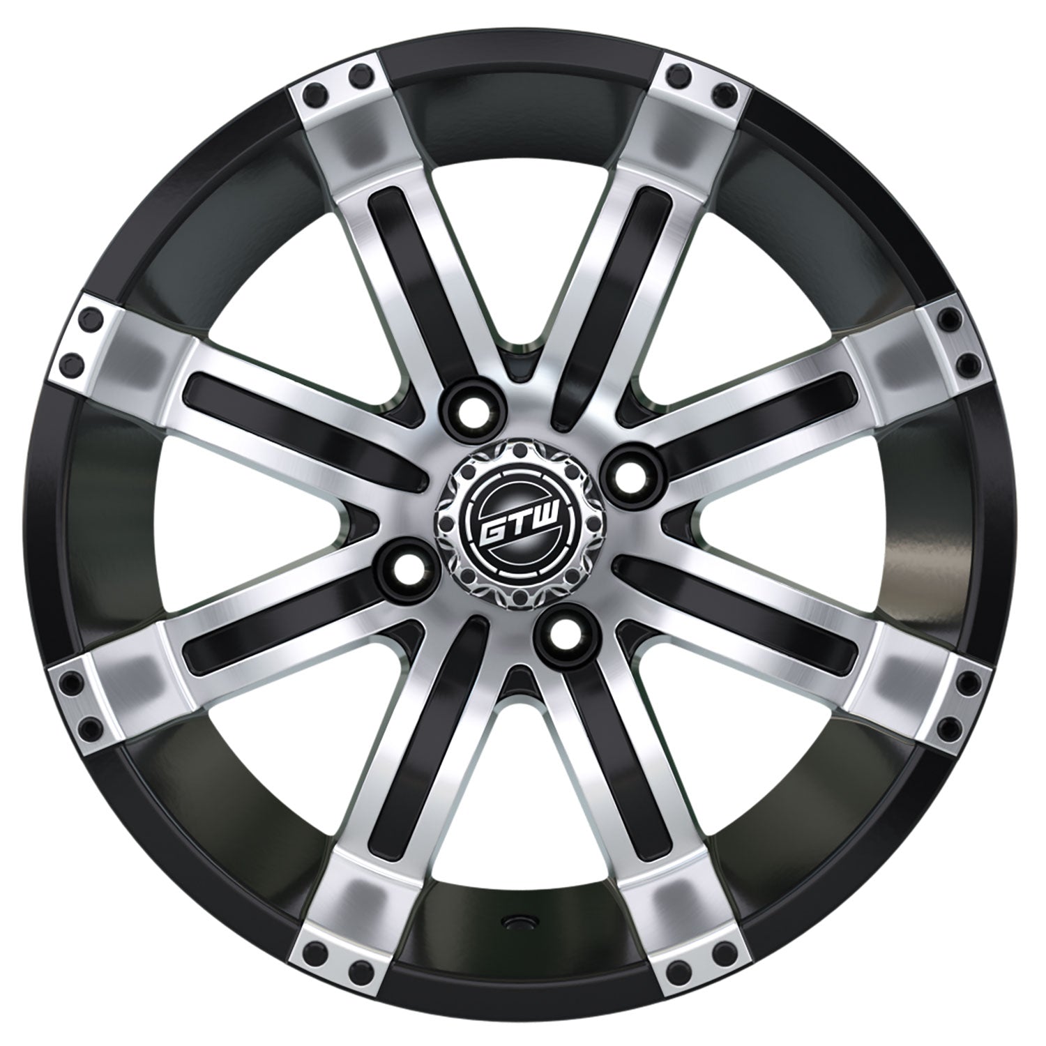 Tempest 12 inch GTW golf cart wheel - Black / Silver