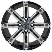 Tempest 14 inch GTW golf cart wheel - Black / Silver