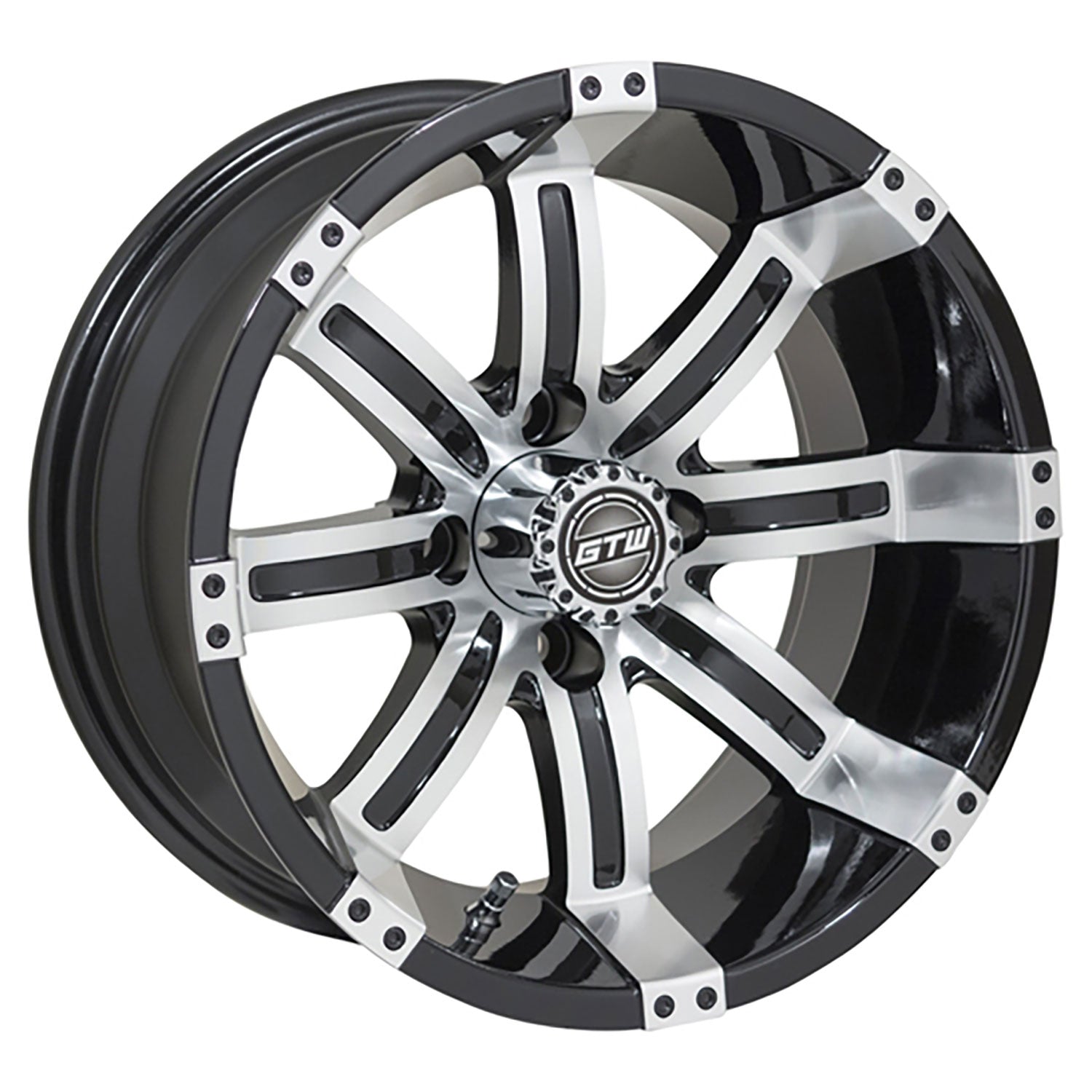 Tempest 14 inch GTW golf cart wheel - Black / Silver