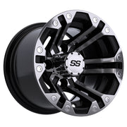 Specter 10 inch GTW golf cart wheel - Black / Silver