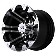 Specter 10 inch GTW golf cart wheel - Black / Silver