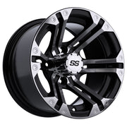 Specter 12 inch GTW golf cart wheel - Black / Silver