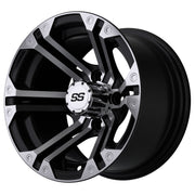 Specter 12 inch GTW golf cart wheel - Black / Silver