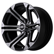 Specter 14 inch GTW golf cart wheel - Black / Silver