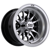 Medusa 10 inch GTW golf cart wheel - Silver / Black