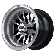 Medusa 10 inch GTW golf cart wheel - Silver / Black