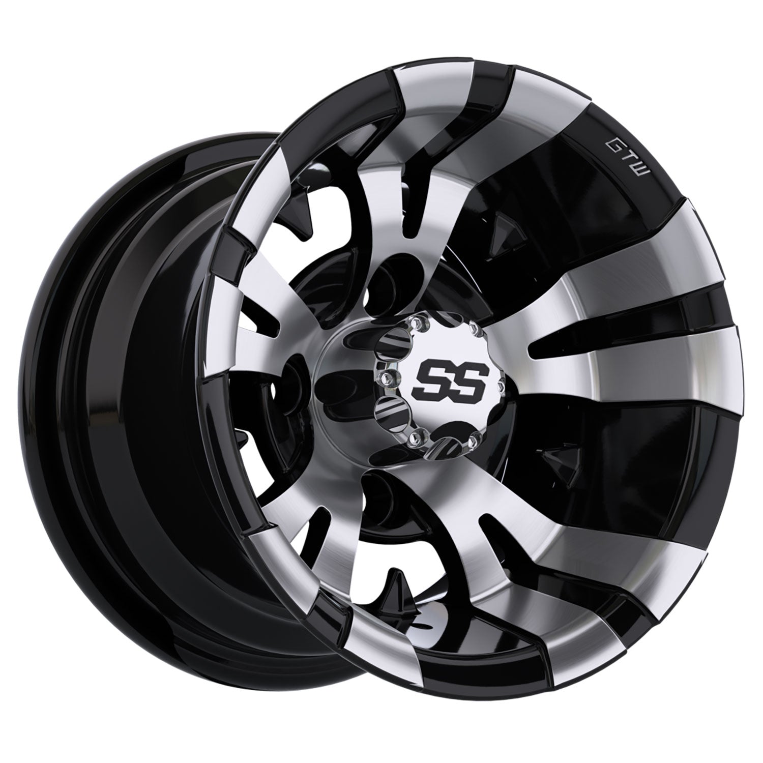 Vampire 10 inch GTW golf cart wheel - Black / Silver