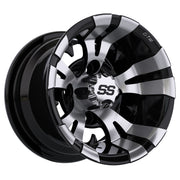 Vampire 10 inch GTW golf cart wheel - Black / Silver