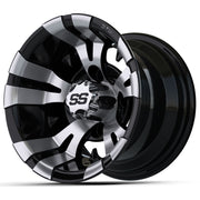 Vampire 10 inch GTW golf cart wheel - Black / Silver